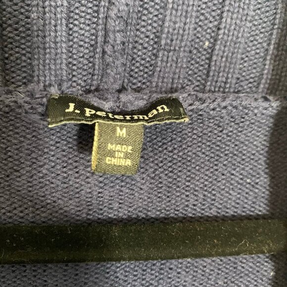 J. Peterman dark navy blue high low thick knit open front cardigan sweater - Picture 6 of 10